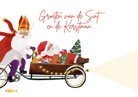Sinterkerst-kaart met Sinterklaas en Kerstman 3