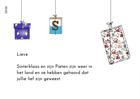 Sinterklaaskaart Sint en Piet met mijter en pietenmuts 2