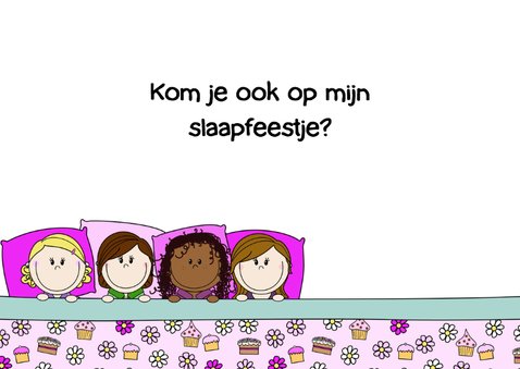 Slaapfeest meiden in een groot bed 3