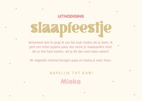 Slaapfeestje uitnodiging met foto en slaapmasker 3