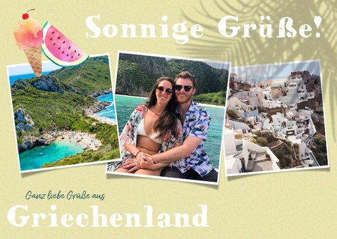 Sommerliche Urlaubskarte mit drei Fotos 2