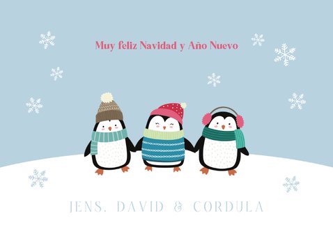 Spaanse kerstkaart met Pinguïns in de sneeuw 3