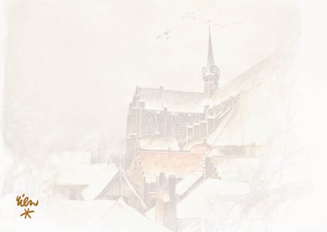 Sterktekaart met besneeuwde kerk 2