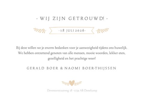 Stijlvol bedankkaartje voor jullie huwelijksdag met 3 foto's 3