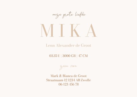 Stijlvol dierenletter naam geboortekaartje aanpasbaar 3