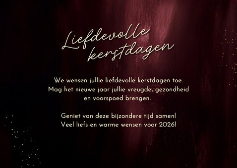 Stijlvol kerstkaartje met foto rood gouden hart liefdevol 3