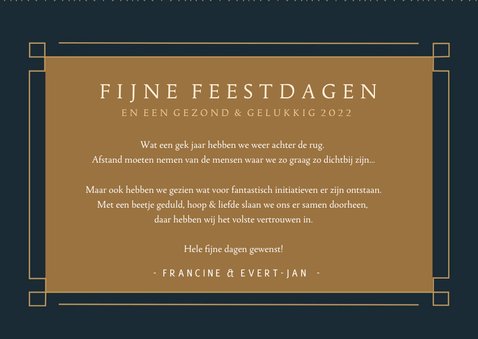 Stijlvolle art-deco kerstkaart met 3 foto's 3