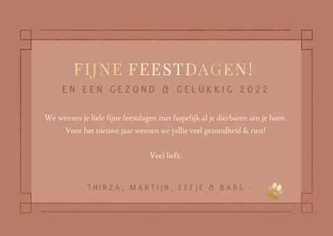 Stijlvolle art -deco roze kerstkaart met 3 eigen foto's 3