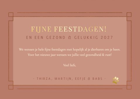 Stijlvolle art -deco roze kerstkaart met 3 eigen foto's 3
