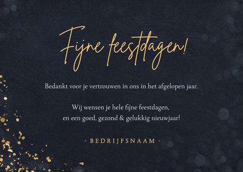 Stijlvolle blauwe zakelijke kerstkaart met goud en kerstboom 3