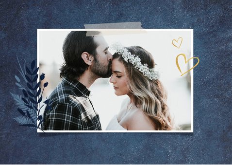 Stijlvolle botanische Save the Date kaart met eigen foto 2