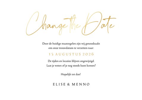 Stijlvolle change the date trouwkaart hart verfstroken 3
