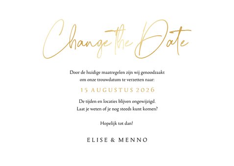 Stijlvolle change the date trouwkaart hart verfstroken 3