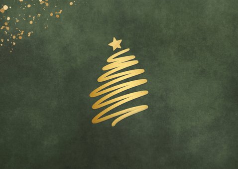 Stijlvolle donkergroene kerstkaart met kerstboom en foto 2