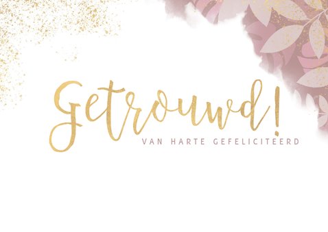 Stijlvolle felicitatiekaart getrouwd planten en waterverf 2