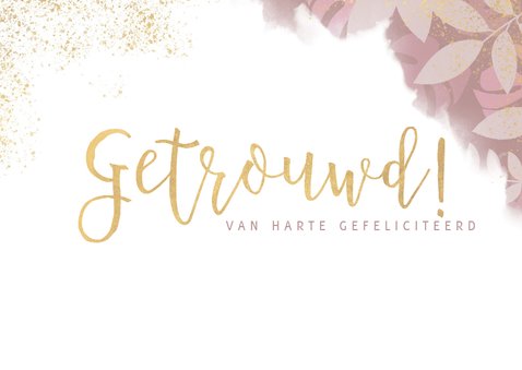 Stijlvolle felicitatiekaart getrouwd planten en waterverf  2