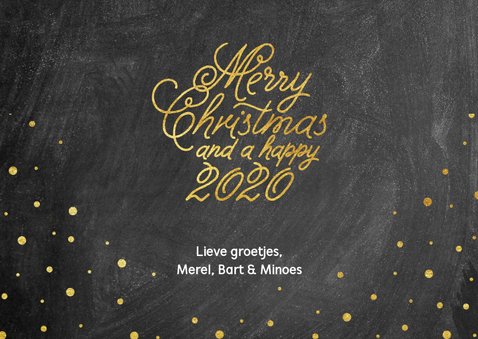 Stijlvolle goudlook typografie kerstkaart met sneeuw 3