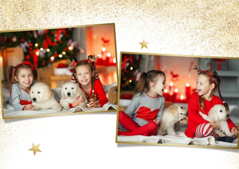 Stijlvolle grote foto kerstkaart met gezonde kerst goudlook 2
