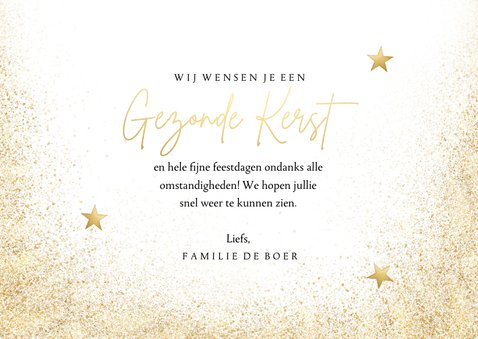 Stijlvolle grote foto kerstkaart met gezonde kerst goudlook 3