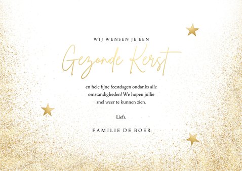 Stijlvolle grote foto kerstkaart met gezonde kerst goudlook 3
