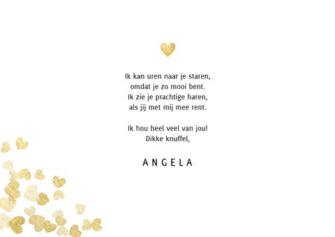 Stijlvolle 'I love u' valentijnskaart met gouden hartjes 3