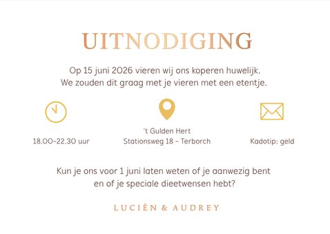 Stijlvolle jubileumkaart 12,5 jaar getrouwd met grote foto 3