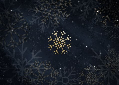 Stijlvolle kerstdiner uitnodiging met gouden sneeuwvlokken Achterkant