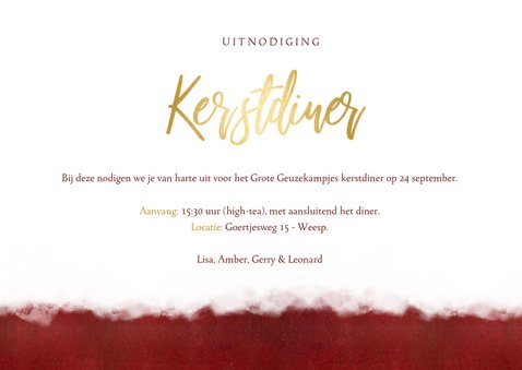 Stijlvolle kerstdiner uitnodiging met ruimte voor eigen foto 3