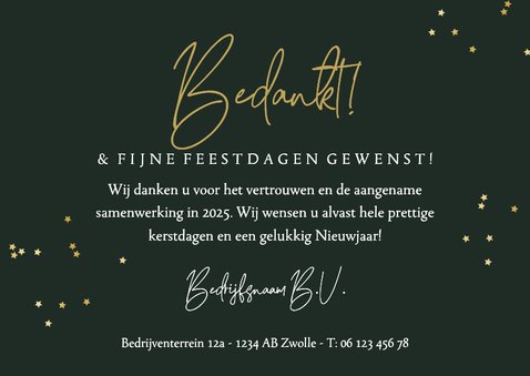 Stijlvolle kerstkaart botanische planten snoeischaar goud 3