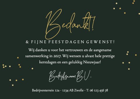 Stijlvolle kerstkaart botanische planten snoeischaar goud 3