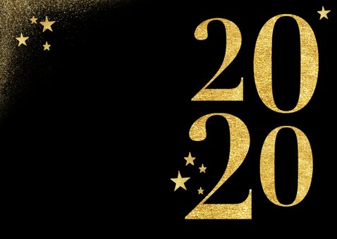 Stijlvolle kerstkaart met gouden 2020 sterren 2