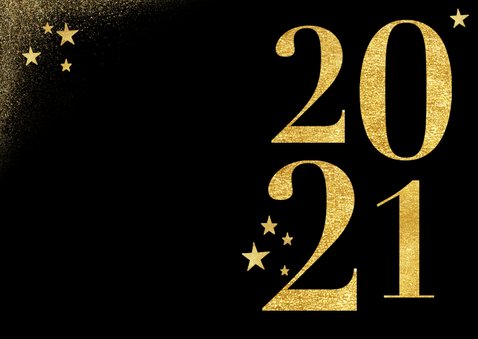 Stijlvolle kerstkaart met gouden 2021 sterren 2