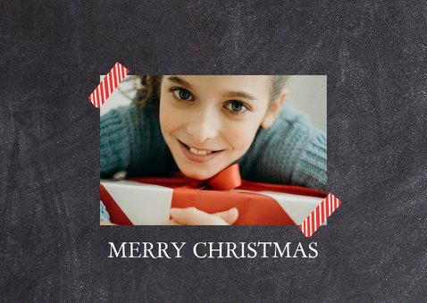 Stijlvolle kerstkaart met sterren en grote foto 2