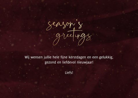 Stijlvolle kerstkaart season's greetings rood goudlook 3