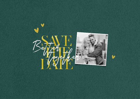 Stijlvolle, klassieke save the date kaart velvet goud 2