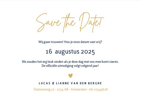 Stijlvolle liggende minimalistische Save the Date kaart 3