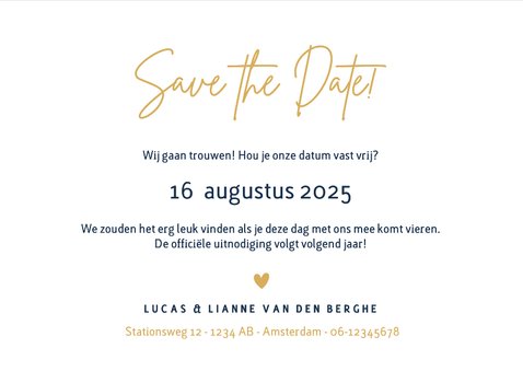 Stijlvolle liggende minimalistische Save the Date kaart  3