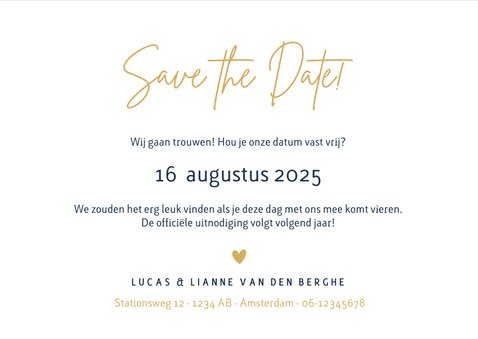 Stijlvolle liggende minimalistische Save the Date kaart 3