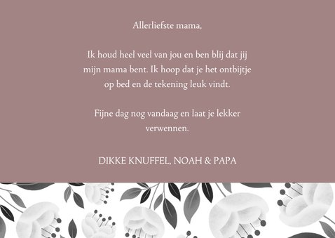 Stijlvolle moederdagkaart met witte bloemen en typografie 3