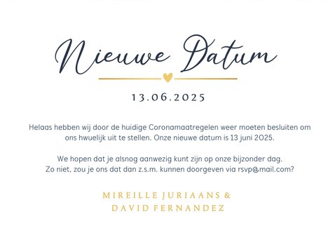 Stijlvolle New Date - Change the Date kaart huwelijksdag 3
