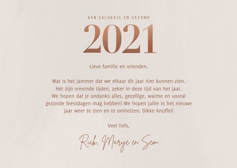 Stijlvolle nieuwjaarskaart bronzen 2021 en fotocollage 3