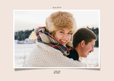 Stijlvolle nieuwjaarskaart met foto en champagneflessen 2