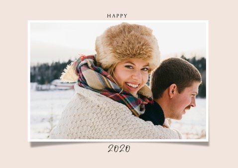 Stijlvolle nieuwjaarskaart met foto en champagneflessen 2