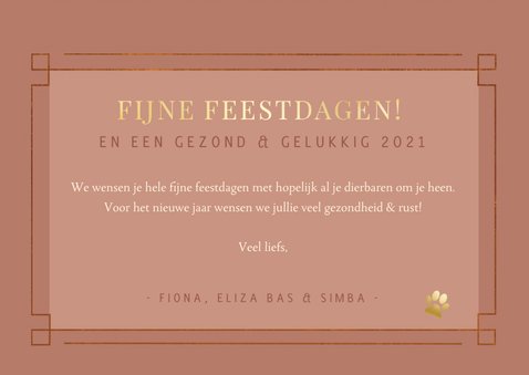 Stijlvolle oudroze art-deco kerstkaart met 3 eigen foto's 3