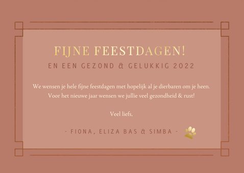 Stijlvolle oudroze art-deco kerstkaart met 3 eigen foto's 3