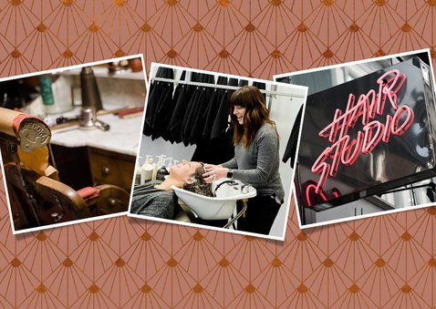 Stijlvolle oudroze zakelijke kerstkaart met 3 eigen foto's 2