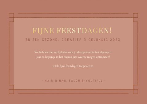 Stijlvolle oudroze zakelijke kerstkaart met 3 eigen foto's 3