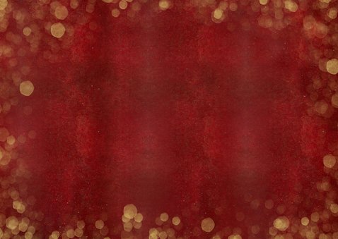 Stijlvolle rode fotocollage kerstkaart met 3 foto's en goud Achterkant