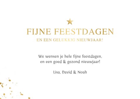 Stijlvolle rood met gouden kerstkaart liggend met eigen foto 3