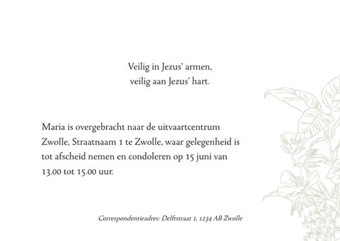 Stijlvolle rouwkaart religieus lijnillustratie bloemen foto 2